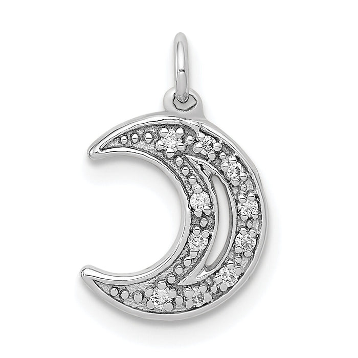 14k White Gold Diamond Moon Charm-PM5183-005-WA