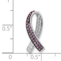 14k White Gold Diamond Lab Created Pink Sapphire Awareness Slide Pendant-PM5187-PS-013-WA