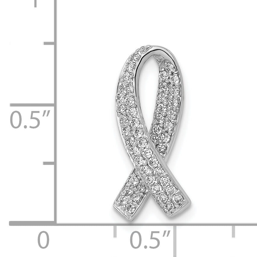 14k White Gold Awareness Diamond Chain Slide Pendant-PM5190-033-WA