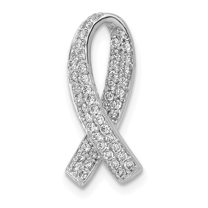 14k White Gold Awareness Diamond Chain Slide Pendant-PM5190-033-WA