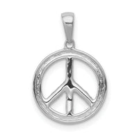 14k White Gold Diamond Peace Sign Pendant-PM5193-010-WA
