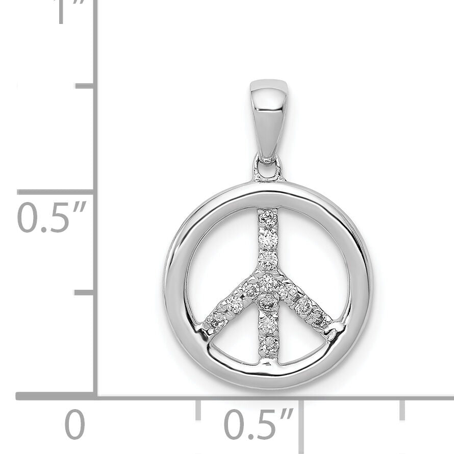 14k White Gold Diamond Peace Sign Pendant-PM5193-010-WA