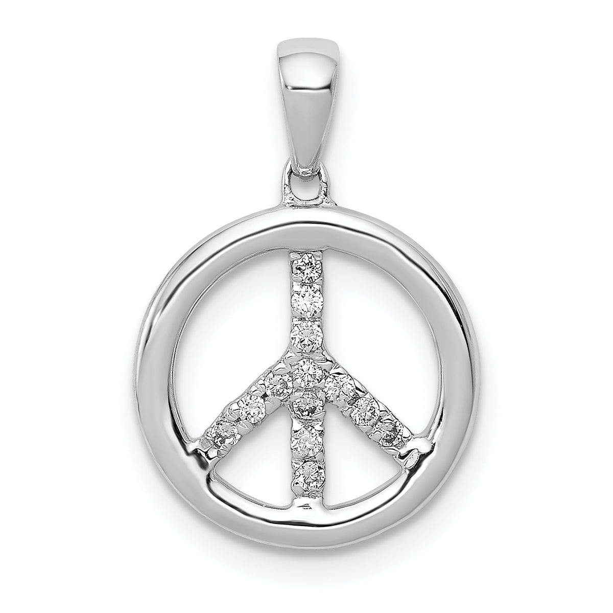 14k White Gold Diamond Peace Sign Pendant-PM5193-010-WA