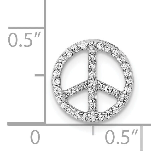 14k White Gold Diamond Peace Sign Slide-PM5194-016-WA