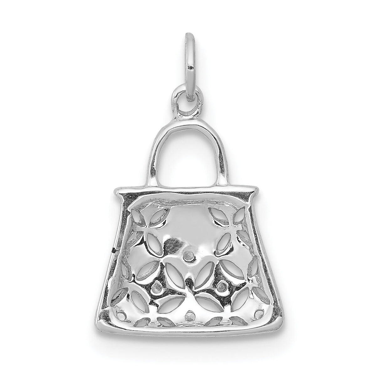 14k White Gold Diamond Handbag Charm-PM5196-003-WA