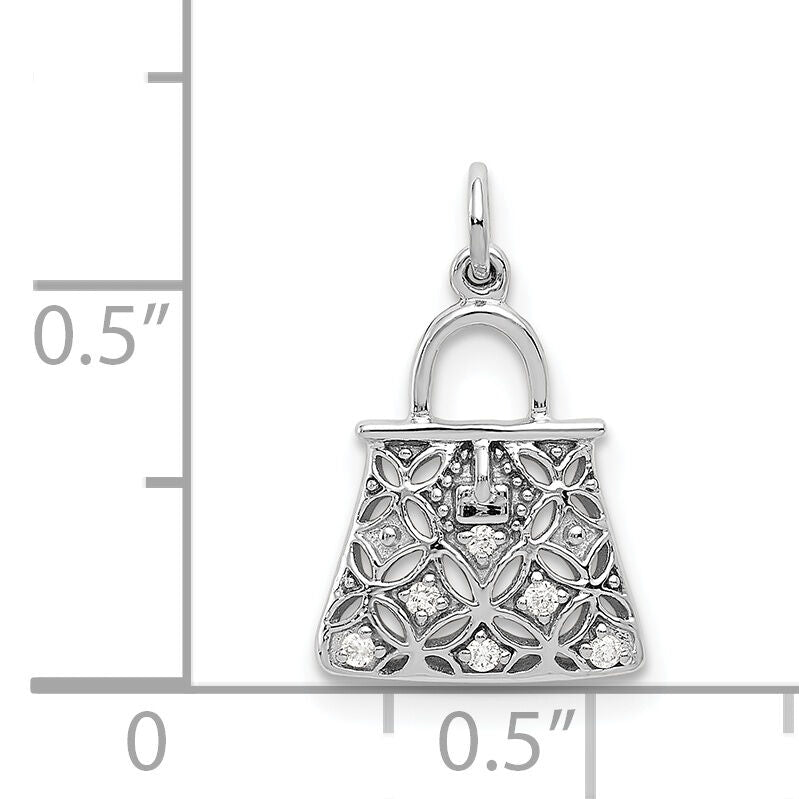 14k White Gold Diamond Handbag Charm-PM5196-003-WA