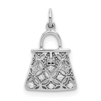 14k White Gold Diamond Handbag Charm-PM5196-003-WA