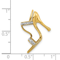 14k and Rhodium Solid 3-D .01ct Diamond High Heel Charm-PM5198-001-YA