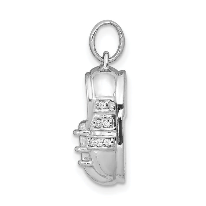 14k White Gold Diamond Baby Boy Shoe Pendant-PM5200-006-WA