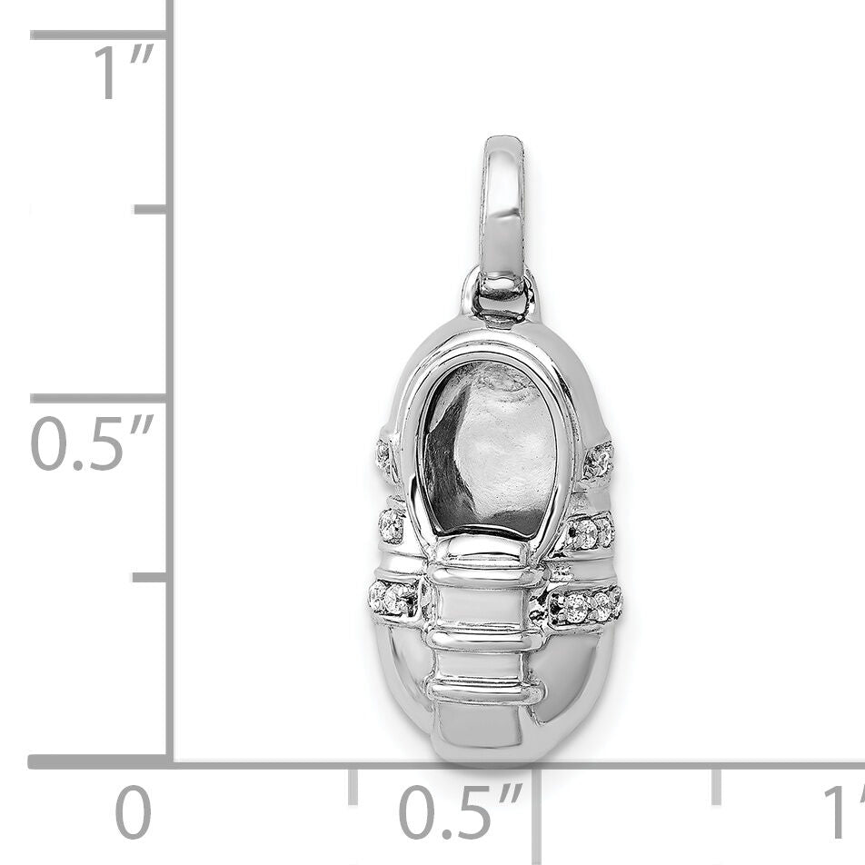 14k White Gold Diamond Baby Boy Shoe Pendant-PM5200-006-WA