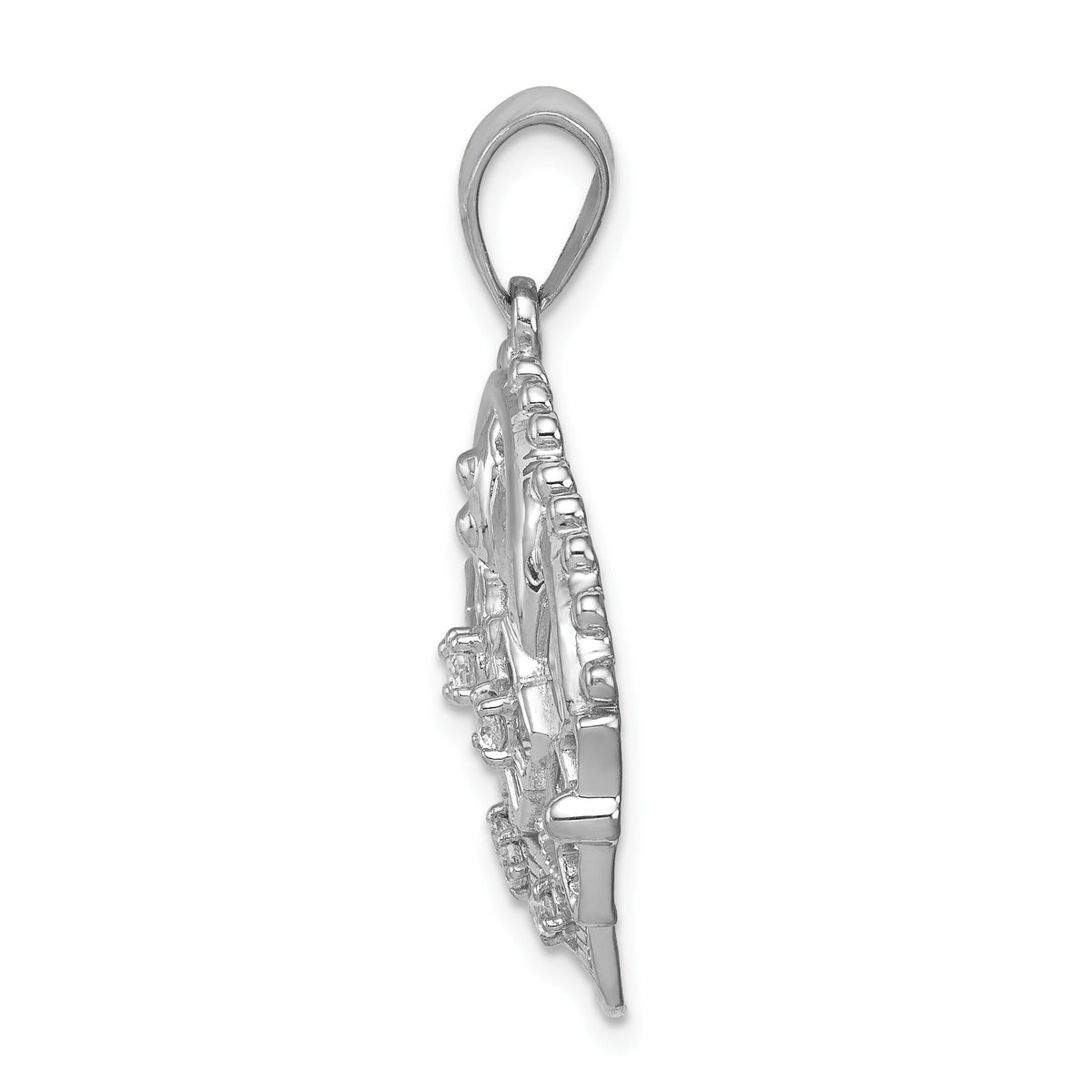 14k White Gold Diamond Crown Pendant-PM5203-020-WA