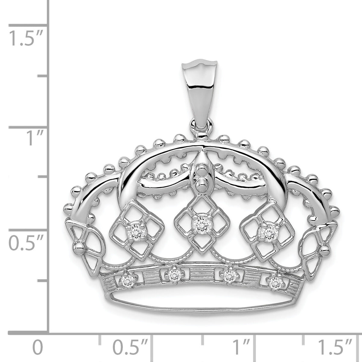 14k White Gold Diamond Crown Pendant-PM5203-020-WA