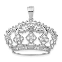 14k White Gold Diamond Crown Pendant-PM5203-020-WA