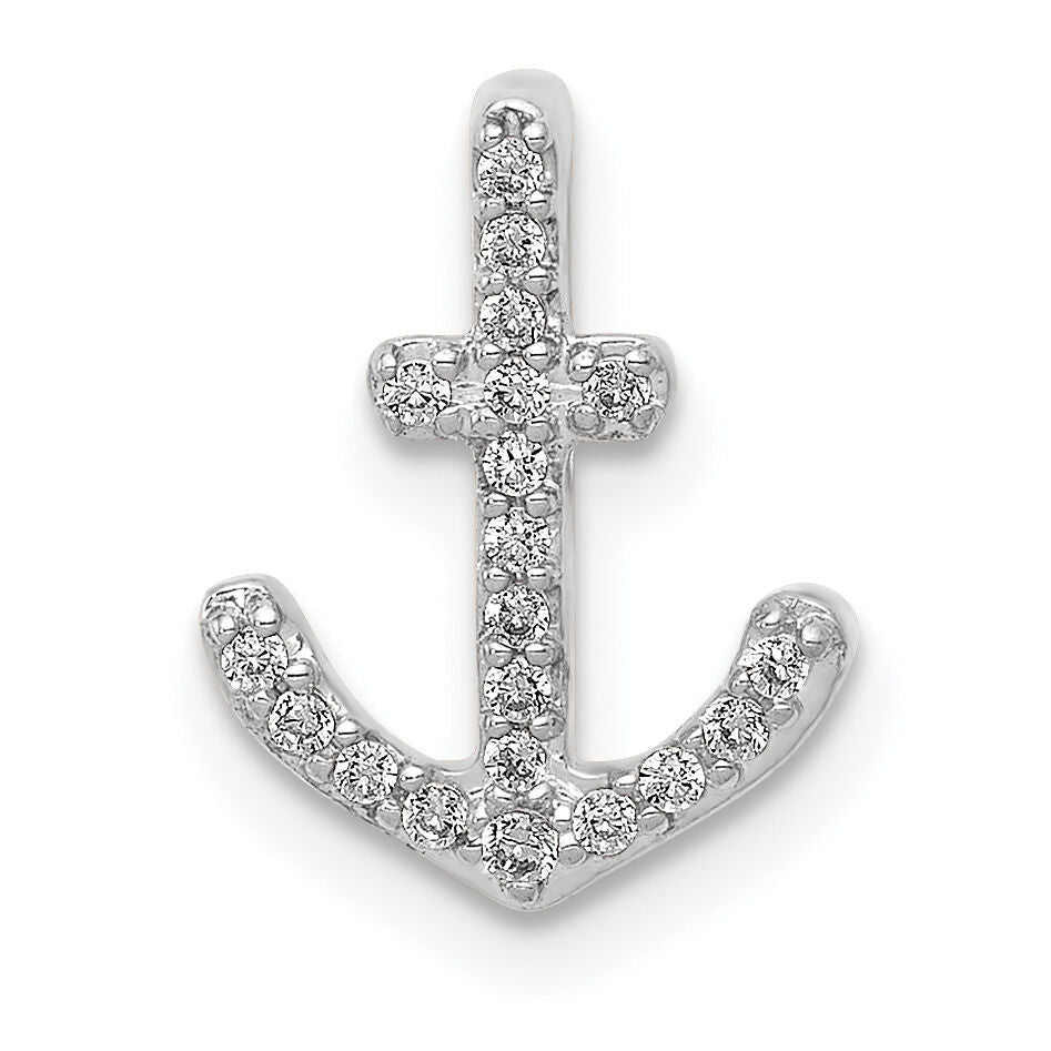 14k White Gold 1/10ct. Diamond Anchor Chain Slide-PM5205-010-WA