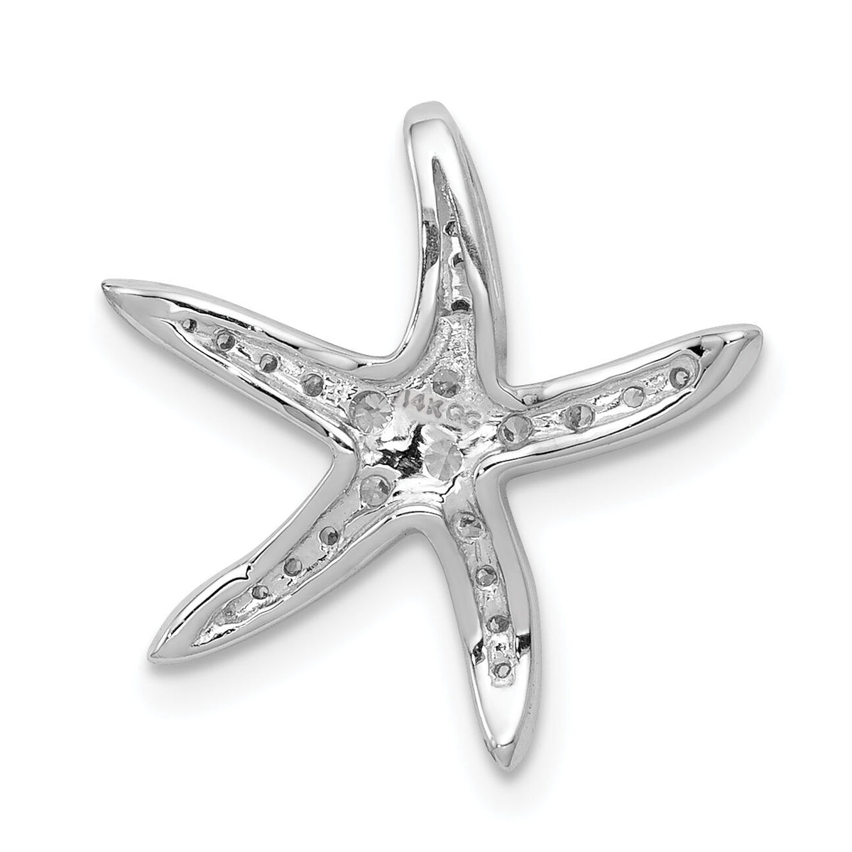 14k White Gold Diamond Starfish Chain Slide Pendant-PM5207-025-WA