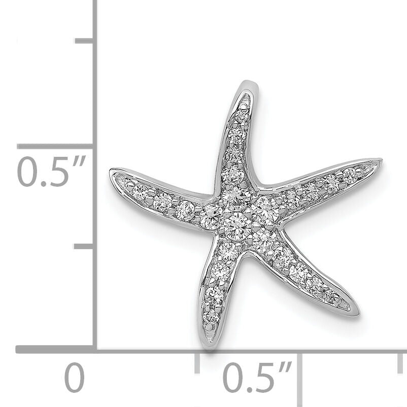 14k White Gold Diamond Starfish Chain Slide Pendant-PM5207-025-WA