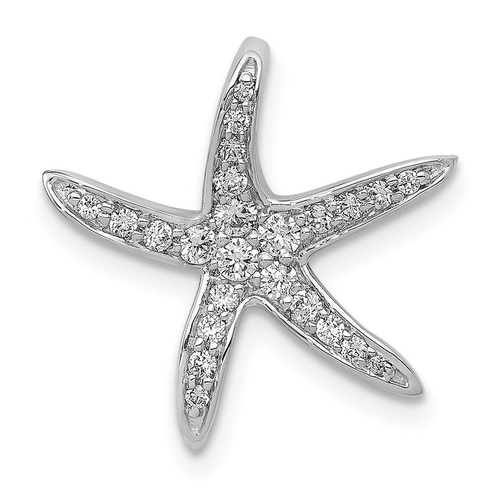 14k White Gold Diamond Starfish Chain Slide Pendant-PM5207-025-WA