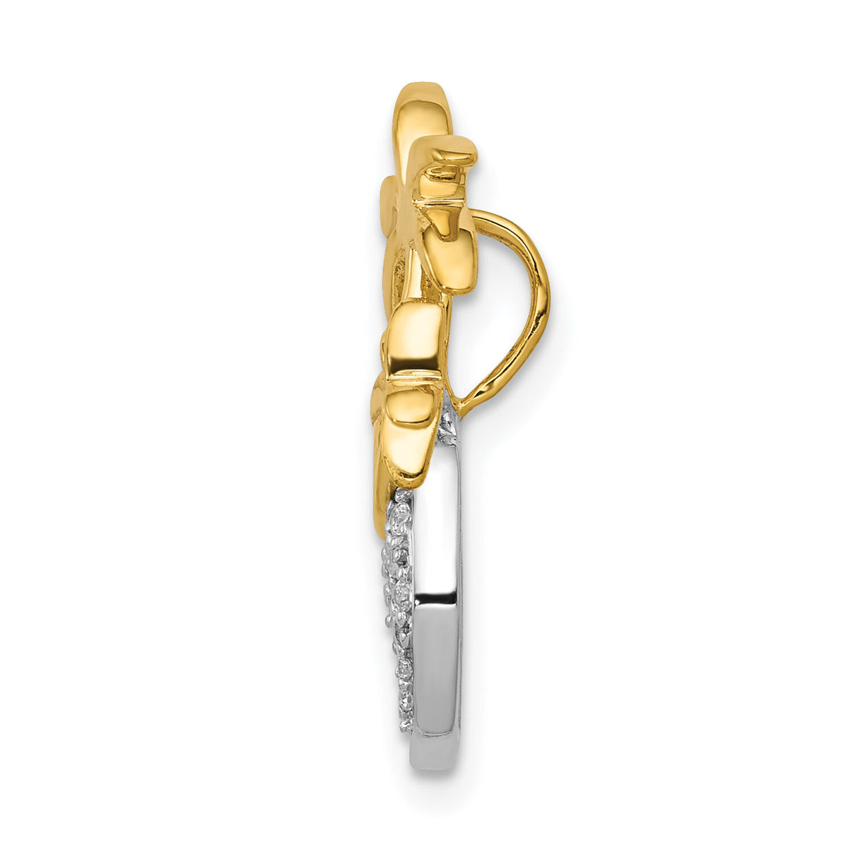 14k Two-tone Diamond Double Palm Tree and Wave Chain Slide-PM5208-010-YWA