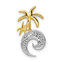 14k Two-tone Diamond Double Palm Tree and Wave Chain Slide-PM5208-010-YWA