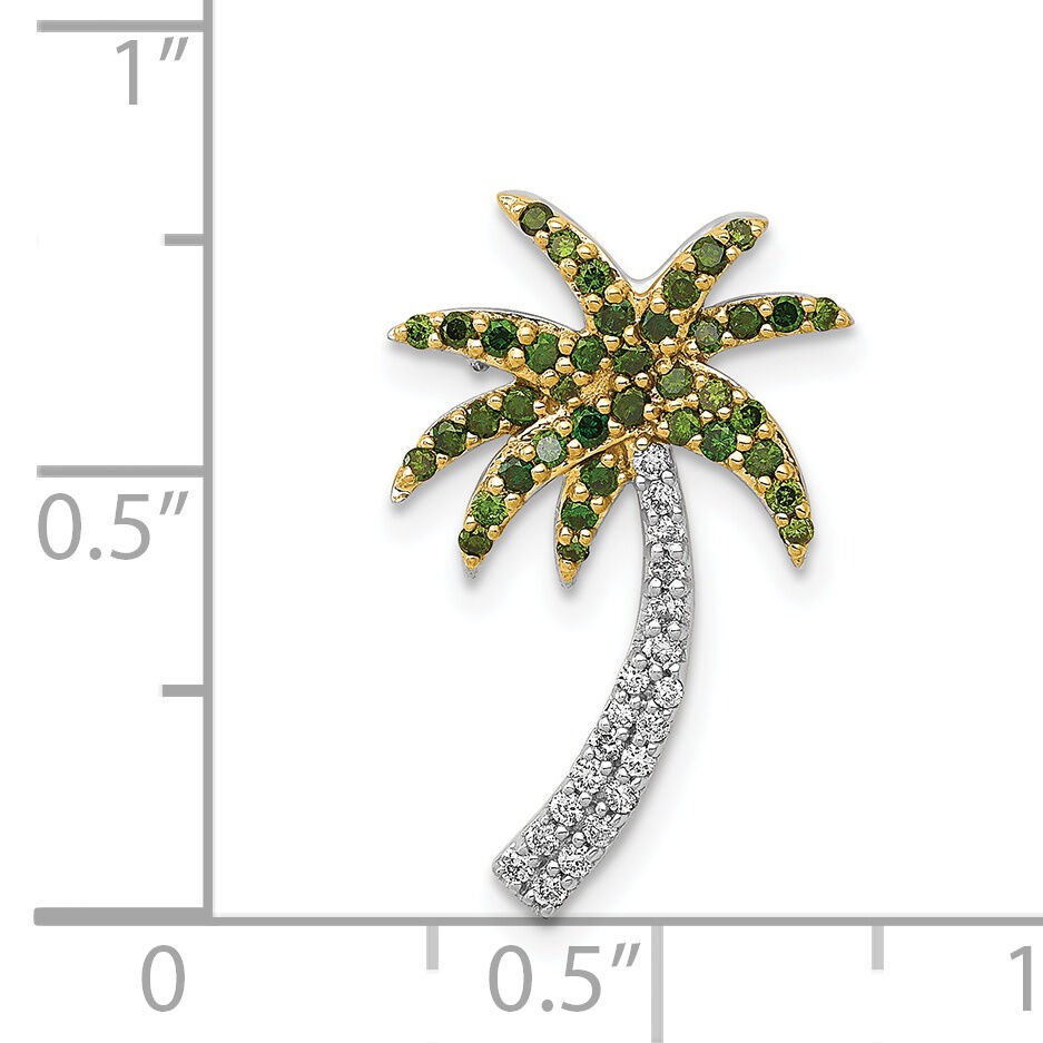 14k White Gold White and Green Diamond Palm Tree Chain Slide-PM5209-025-WA