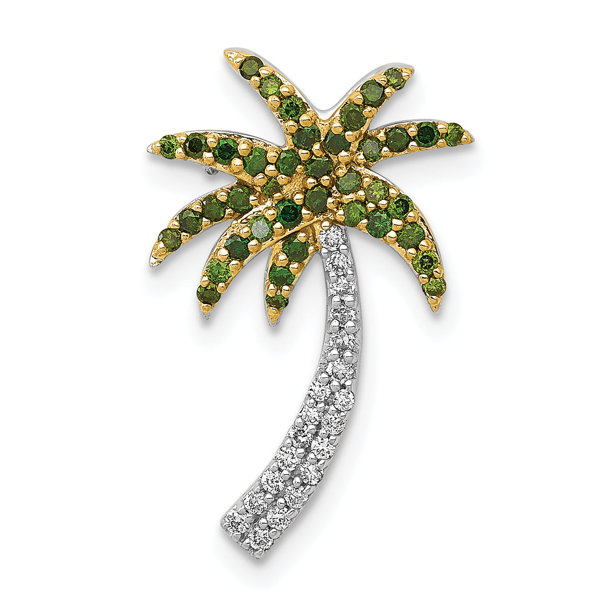 14k White Gold White and Green Diamond Palm Tree Chain Slide-PM5209-025-WA