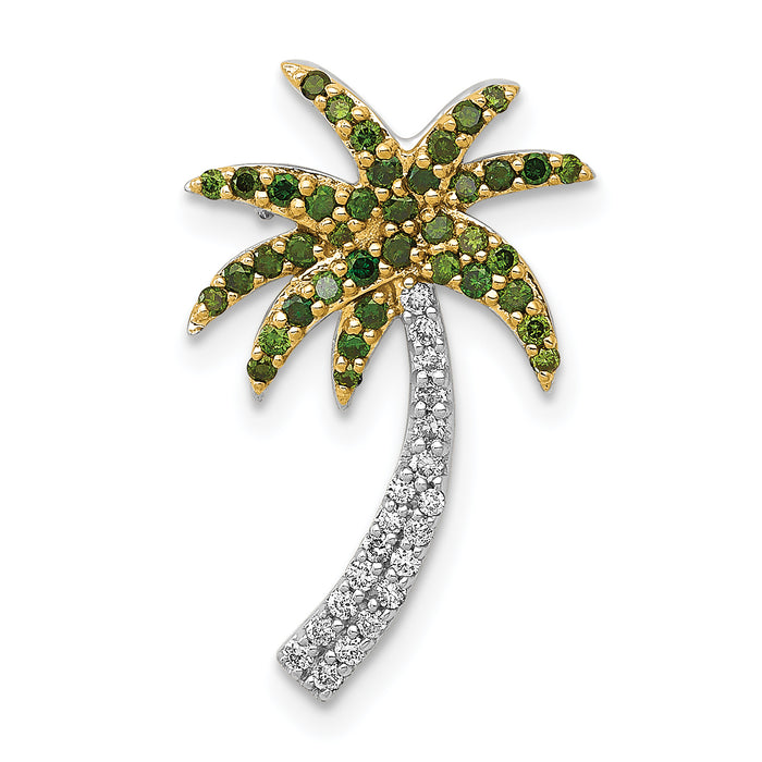 14k White Gold White and Green Diamond Palm Tree Chain Slide-PM5209-025-WA