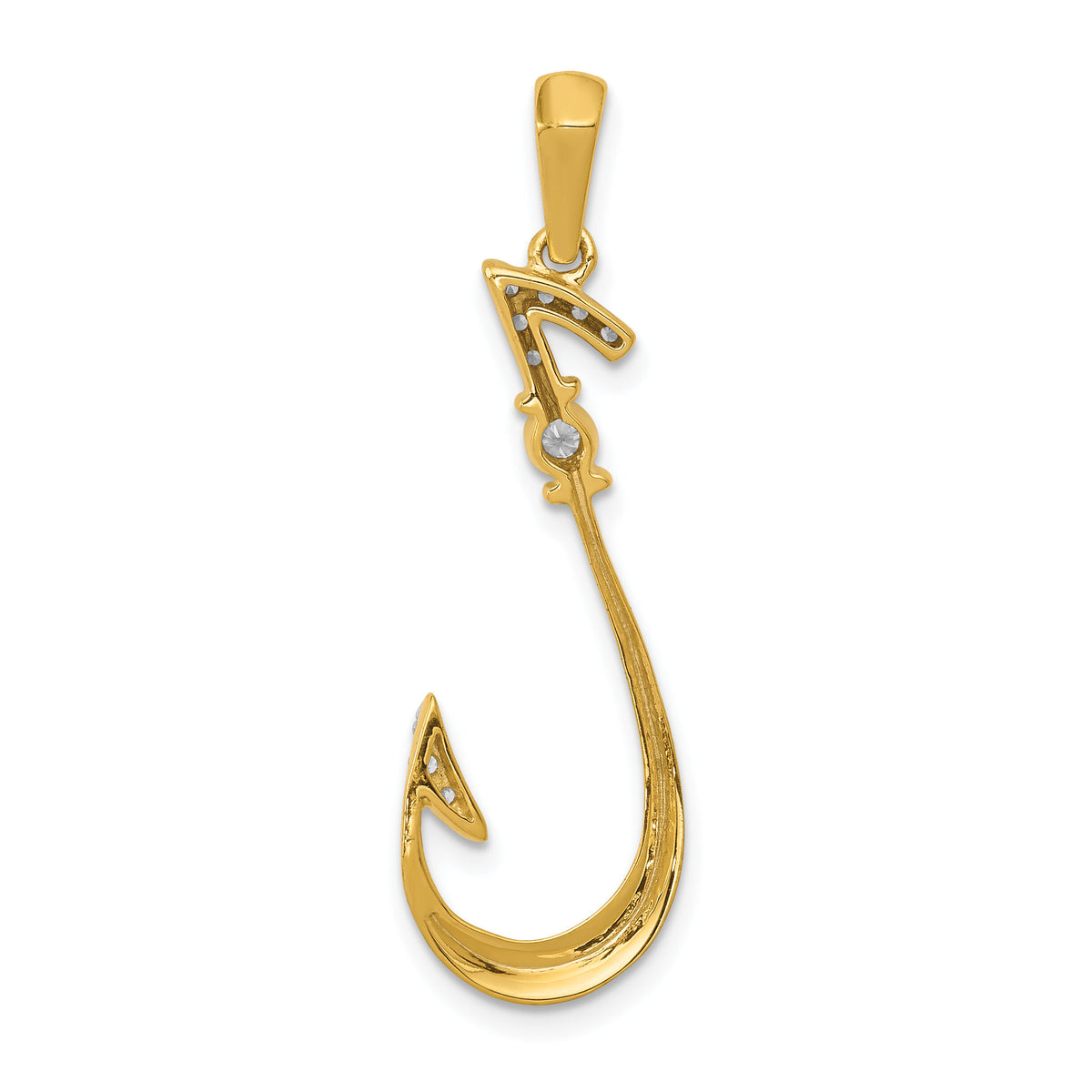 14k Diamond Fish Hook Pendant-PM5210-013-YA