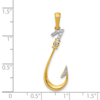 14k Diamond Fish Hook Pendant-PM5210-013-YA