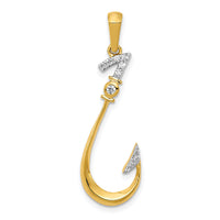 14k Diamond Fish Hook Pendant-PM5210-013-YA