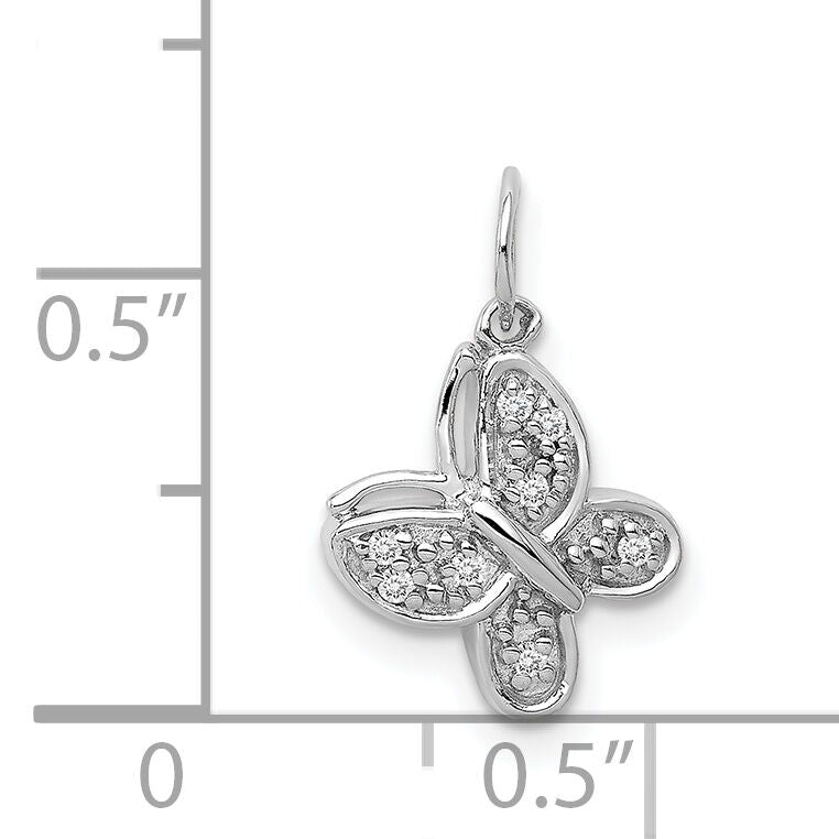 14k White Gold Diamond Butterfly Charm-PM5211-004-WA