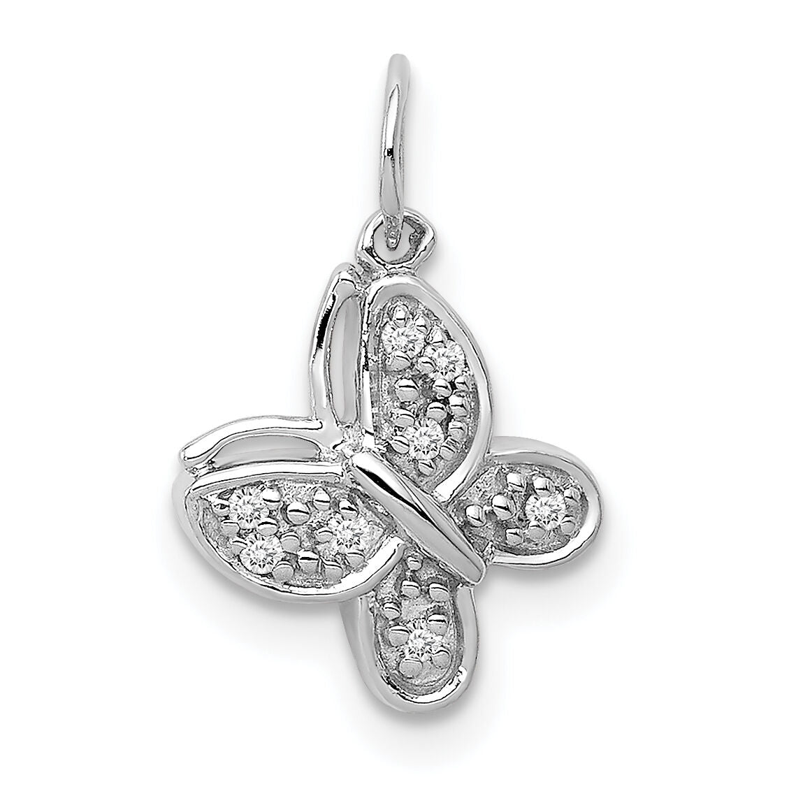 14k White Gold Diamond Butterfly Charm-PM5211-004-WA