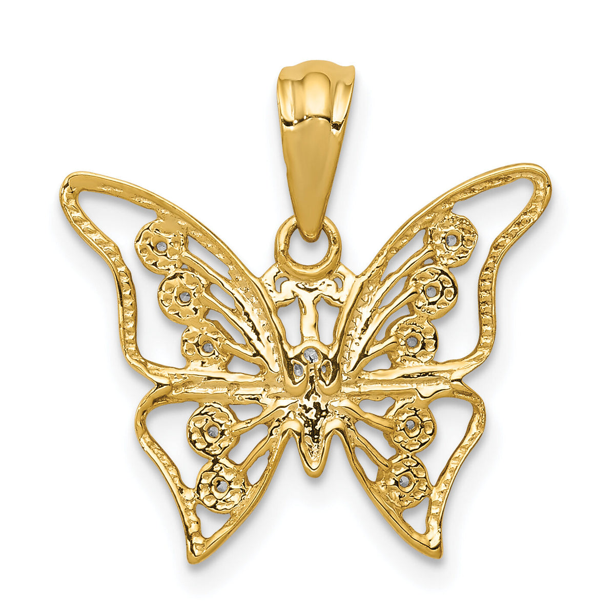 14k and Rhodium Diamond Butterfly Pendant-PM5213-005-YA