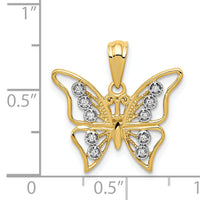 14k and Rhodium Diamond Butterfly Pendant-PM5213-005-YA