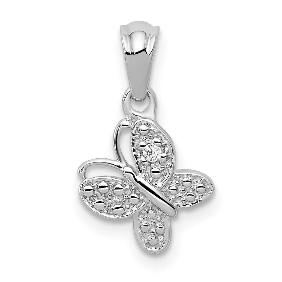 14k White Gold .01ct. Diamond Butterfly Pendant-PM5214-001-WA
