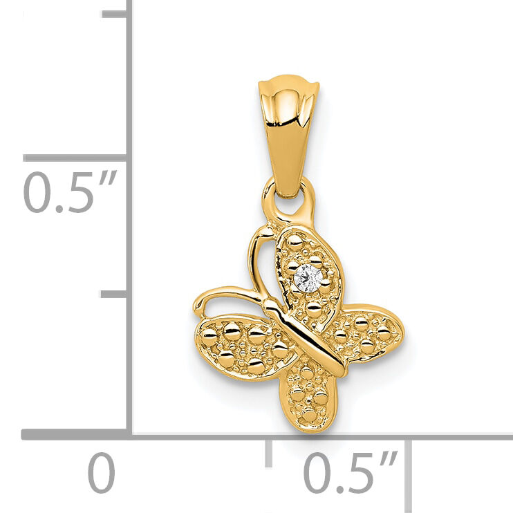 14k Polished .01ct. Diamond Butterfly Pendant-PM5214-001-YA