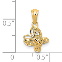 14k Polished .01ct. Diamond Butterfly Pendant-PM5214-001-YA
