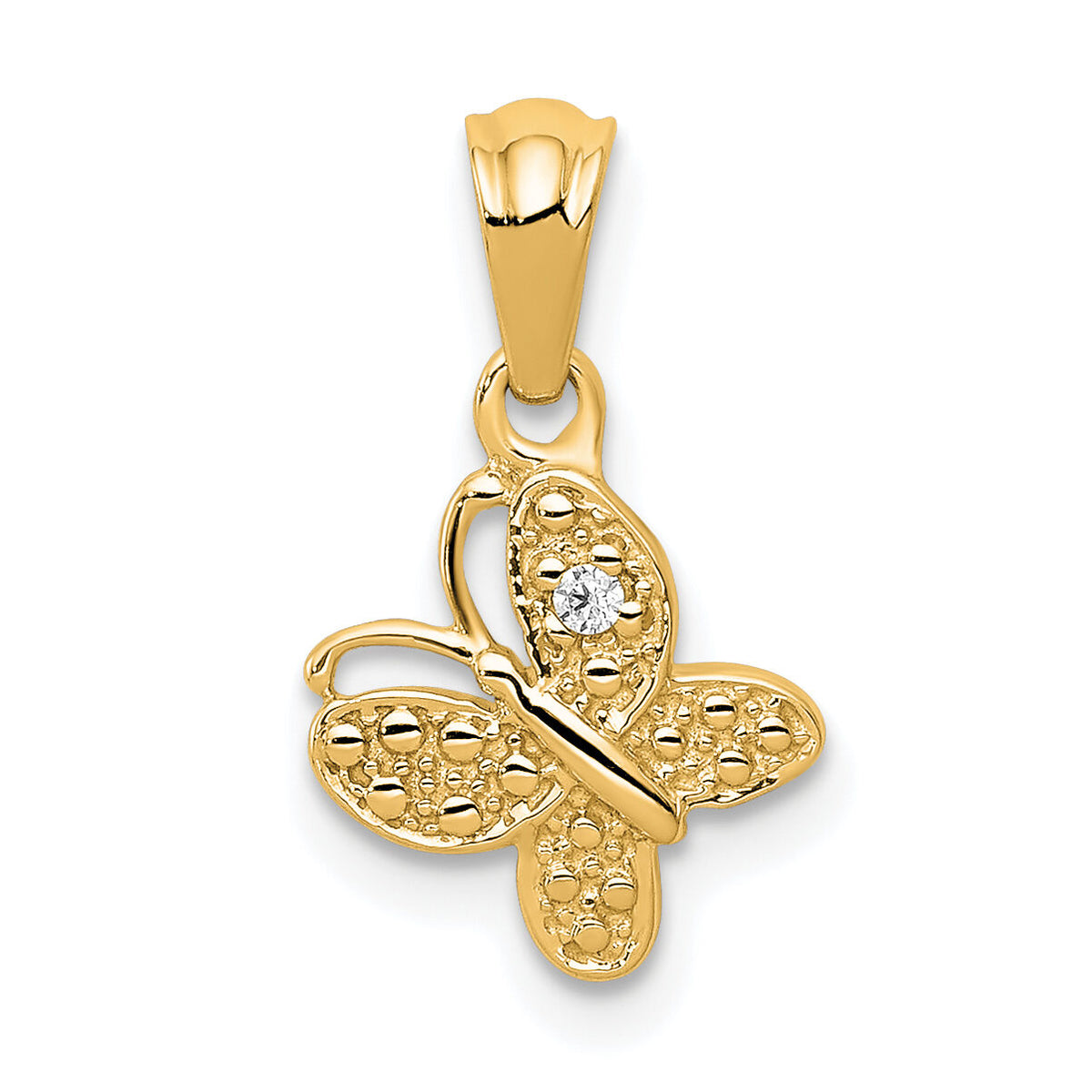 14k Polished .01ct. Diamond Butterfly Pendant-PM5214-001-YA