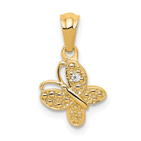 14k Polished .01ct. Diamond Butterfly Pendant-PM5214-001-YA