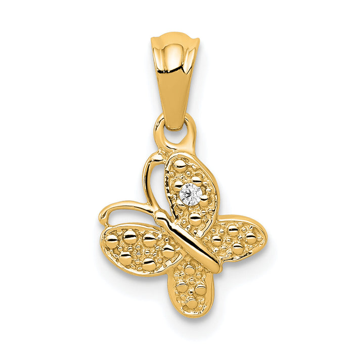 14k Polished .01ct. Diamond Butterfly Pendant-PM5214-001-YA