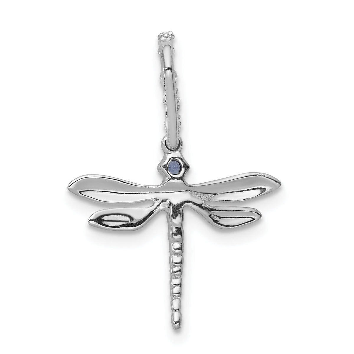14k White Gold Blue and White Diamond Dragonfly Pendant-PM5216-007-WA