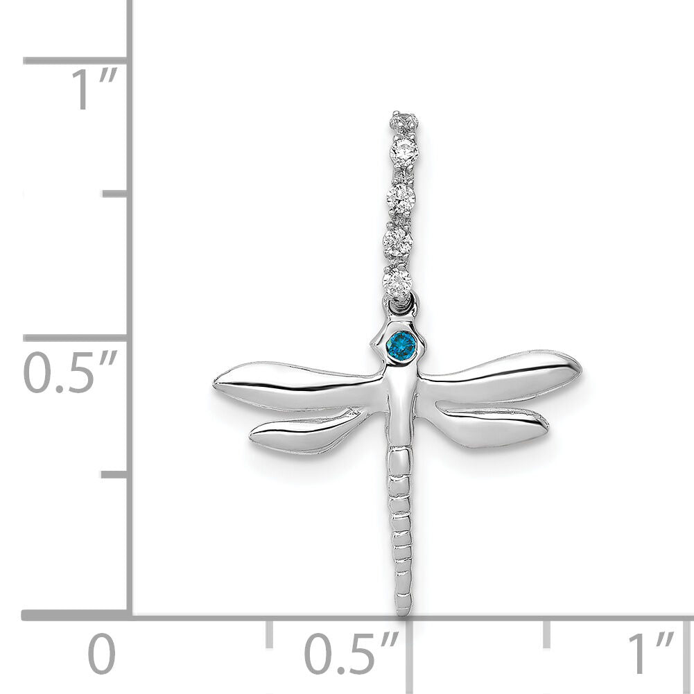 14k White Gold Blue and White Diamond Dragonfly Pendant-PM5216-007-WA