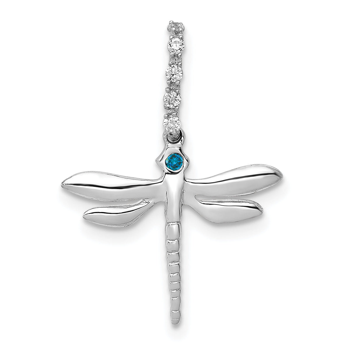 14k White Gold Blue and White Diamond Dragonfly Pendant-PM5216-007-WA