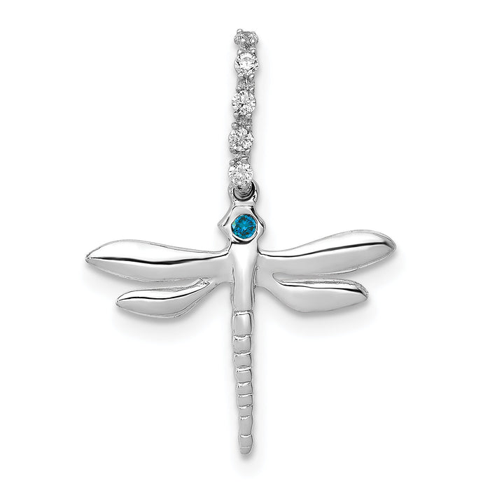 14k White Gold Blue and White Diamond Dragonfly Pendant-PM5216-007-WA