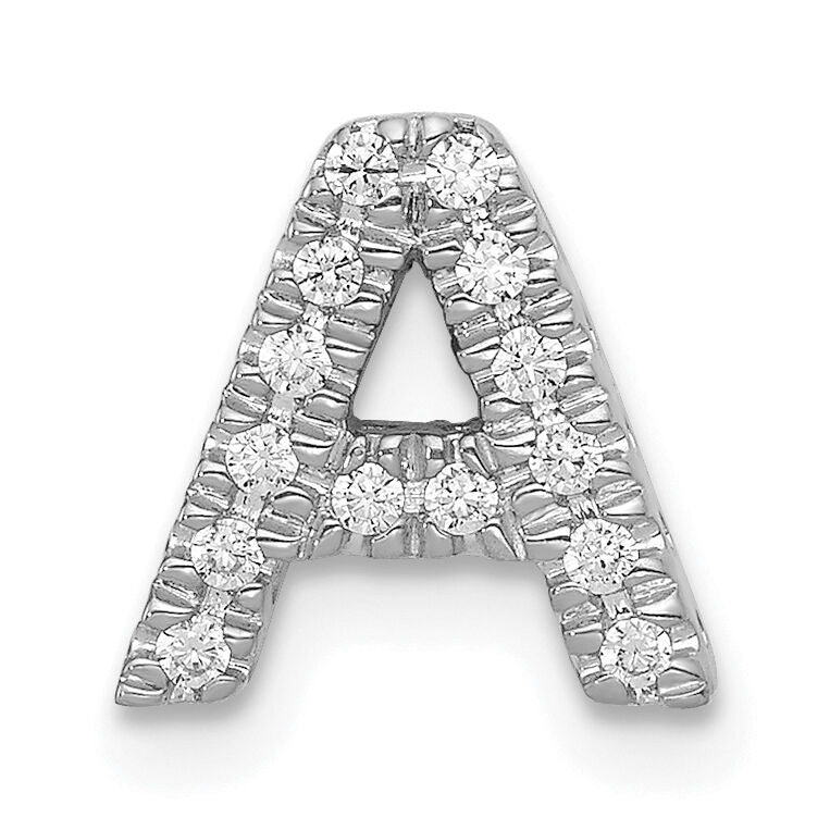 14K White Gold Diamond Letter A Initial Charm-PM5221A-010-WA