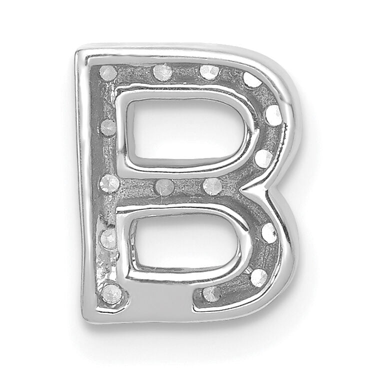 14K  White Gold Diamond Letter B Initial Charm-PM5221B-016-WA