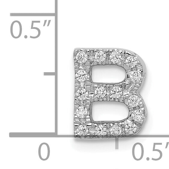14K  White Gold Diamond Letter B Initial Charm-PM5221B-016-WA