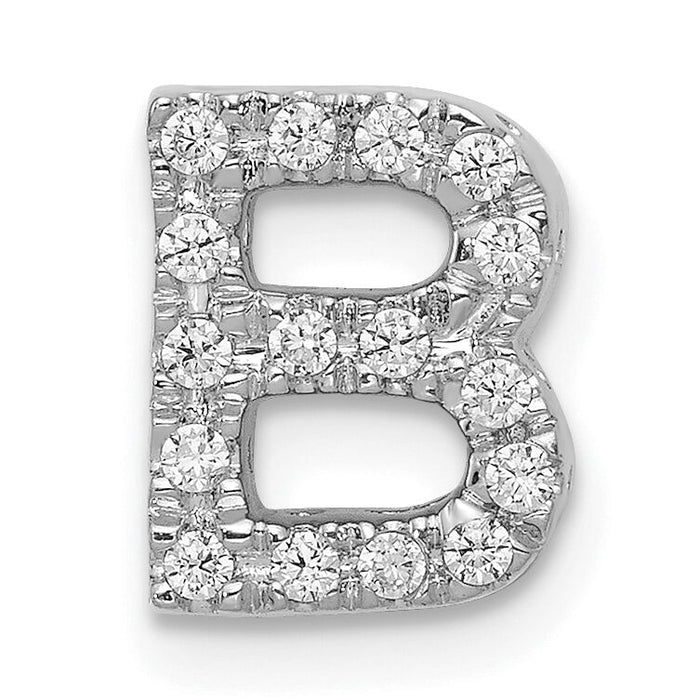 14K  White Gold Diamond Letter B Initial Charm-PM5221B-016-WA