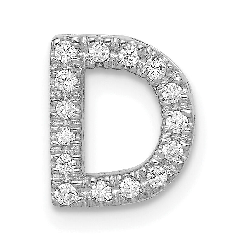 14K  White Gold Diamond Letter D Initial Charm-PM5221D-016-WA
