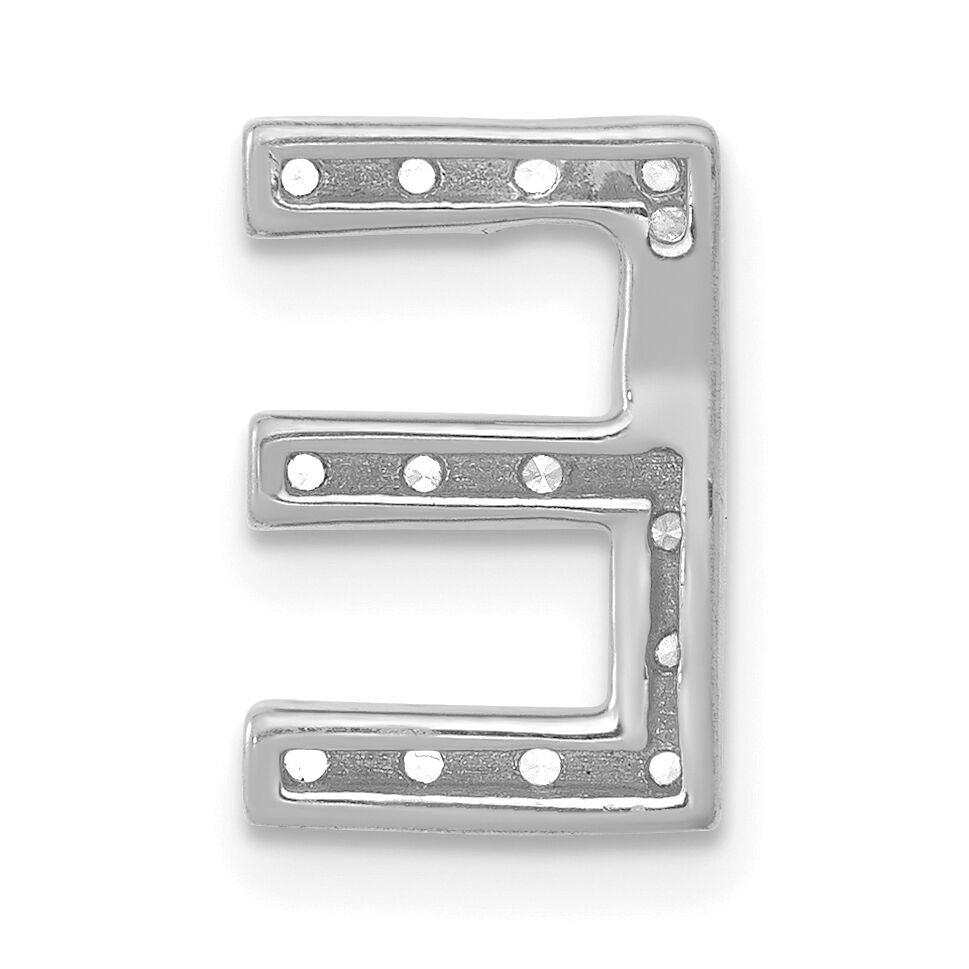 14K  White Gold Diamond Letter E Initial Charm-PM5221E-016-WA