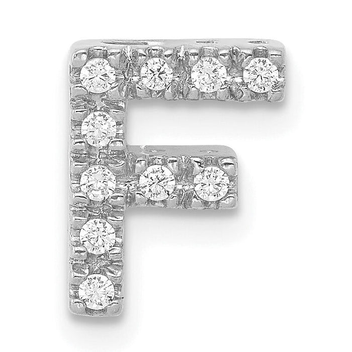 14K  White Gold Diamond Letter F Initial Charm-PM5221F-010-WA